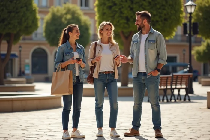 Habitants du 9ème arrondissement de Marseille discutant sur une place publique du quartier La Rose, scène de vie quotidienne urbaine